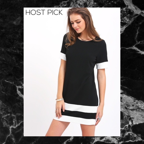 BLACK AND WHITE COLOR BLOCK STRIPE DRESS - Picture 5 of 5